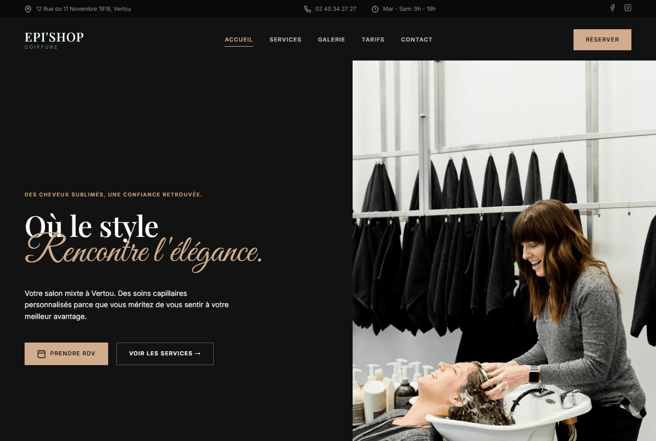 Aperçu du site Epi'Shop Coiffure