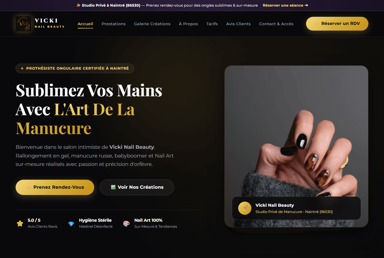 Aperçu du site Vicki Nail Beauty